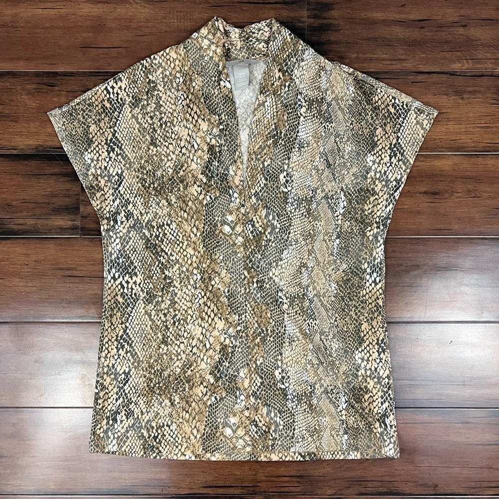 H&M Snakeskin Print V-neck Top - Size XS